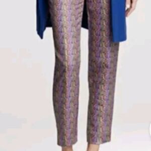J Crew Silk Wool Blend Jacquard Jewel Toned Cafe' Capri Size 00